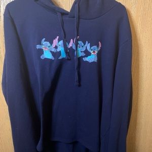 Navy blue cropped Stitch hoodie